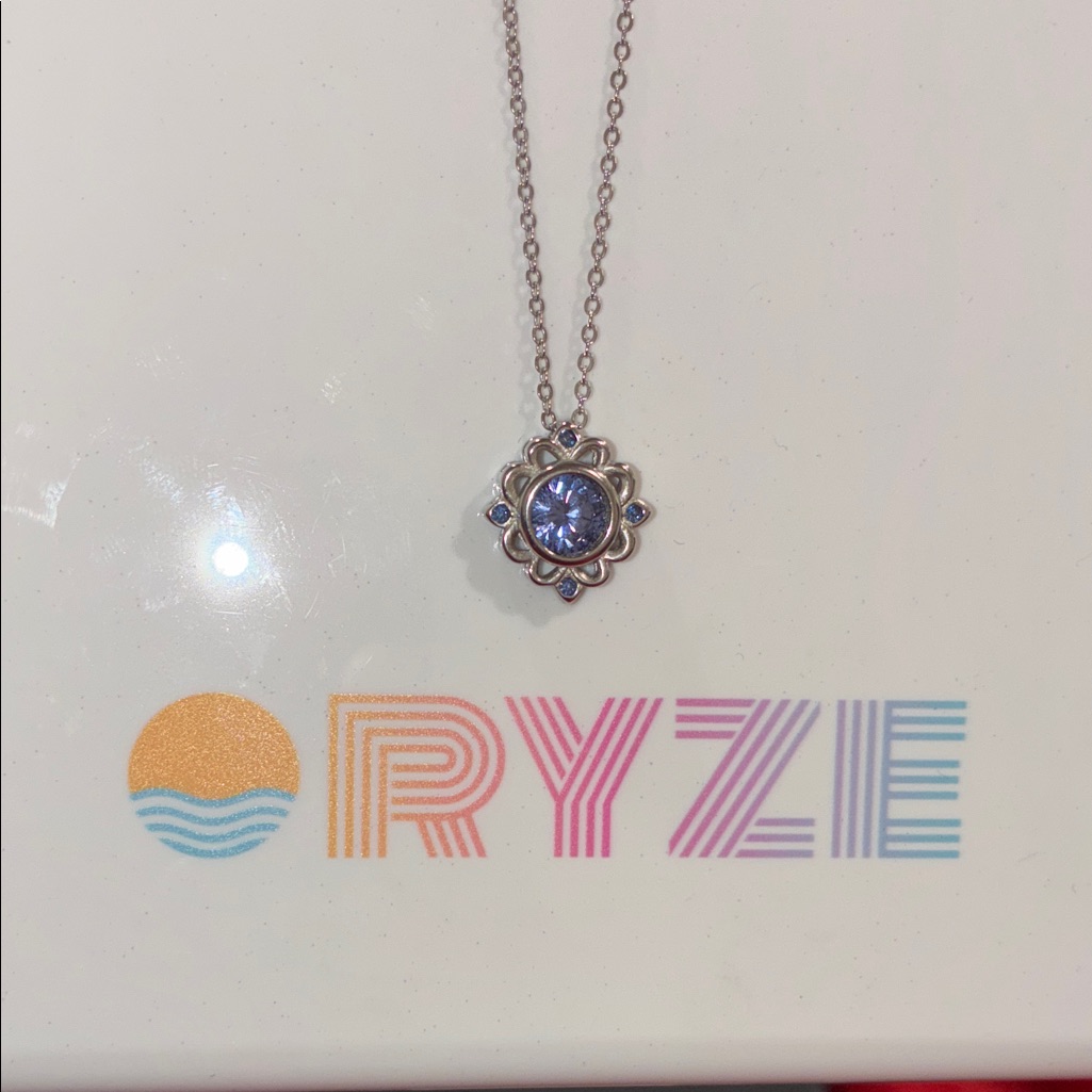 Silver And Purple Pendant Necklace